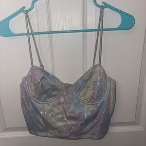 Akira brand new with tags crop top y2k pastel color shimmer top